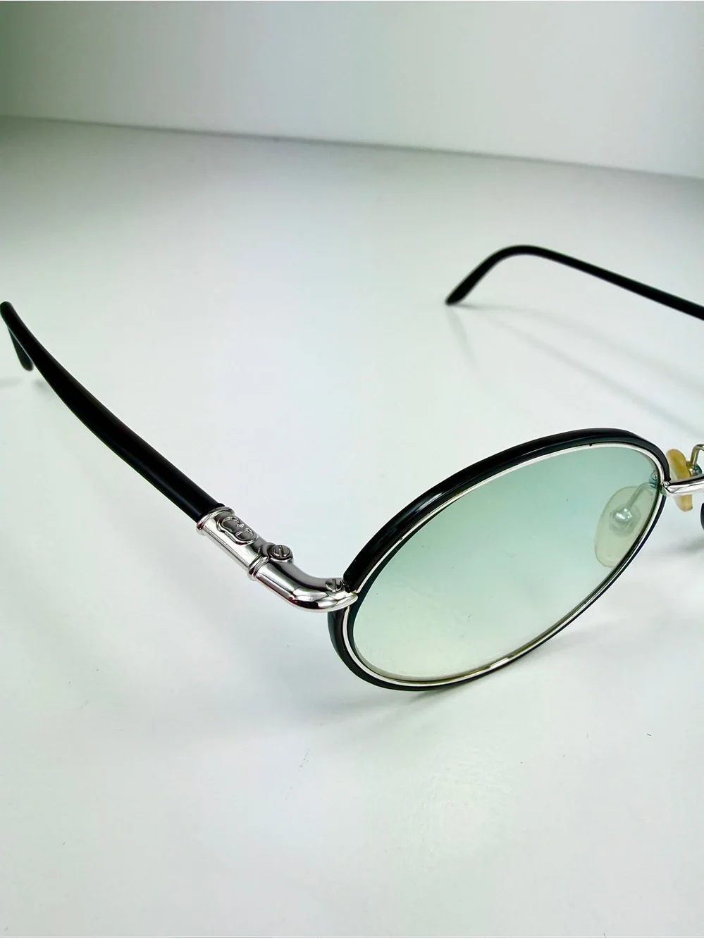 Vintage Christian Dior 2057 79D Sunglasses Custom Teal Mirror Oval Monsieur Set